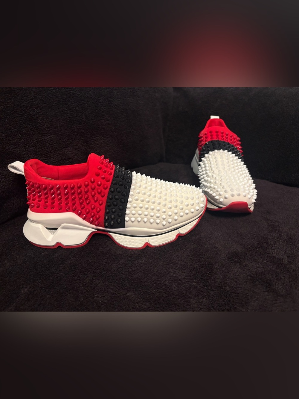 Christian Louboutin Donna Spike Neoprene Tricolore Sock Shoes EUR 41 US M8 W10.5